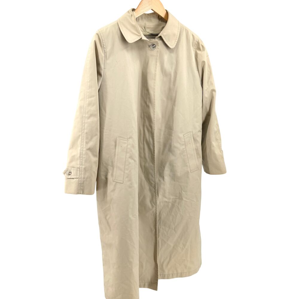 Vintage 80s London Fog Tan Classic Minimalist Fly Front Trench Coat Jacket